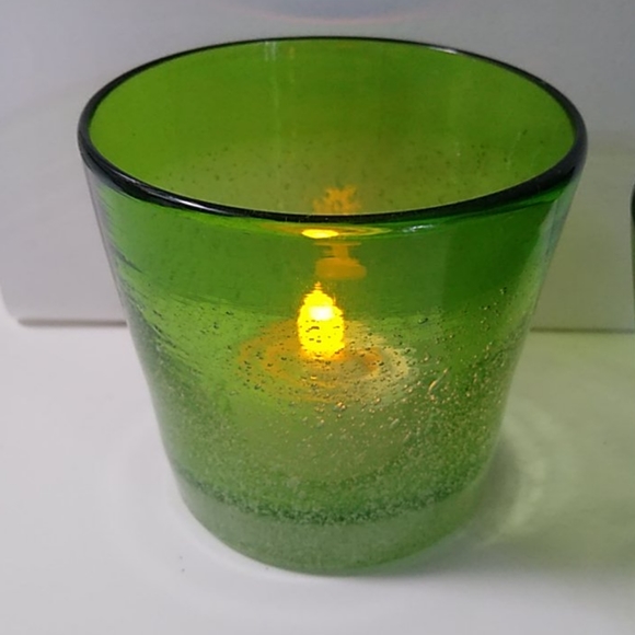 Green Blown Glass Votive Candle Holders - Picture 2 of 6